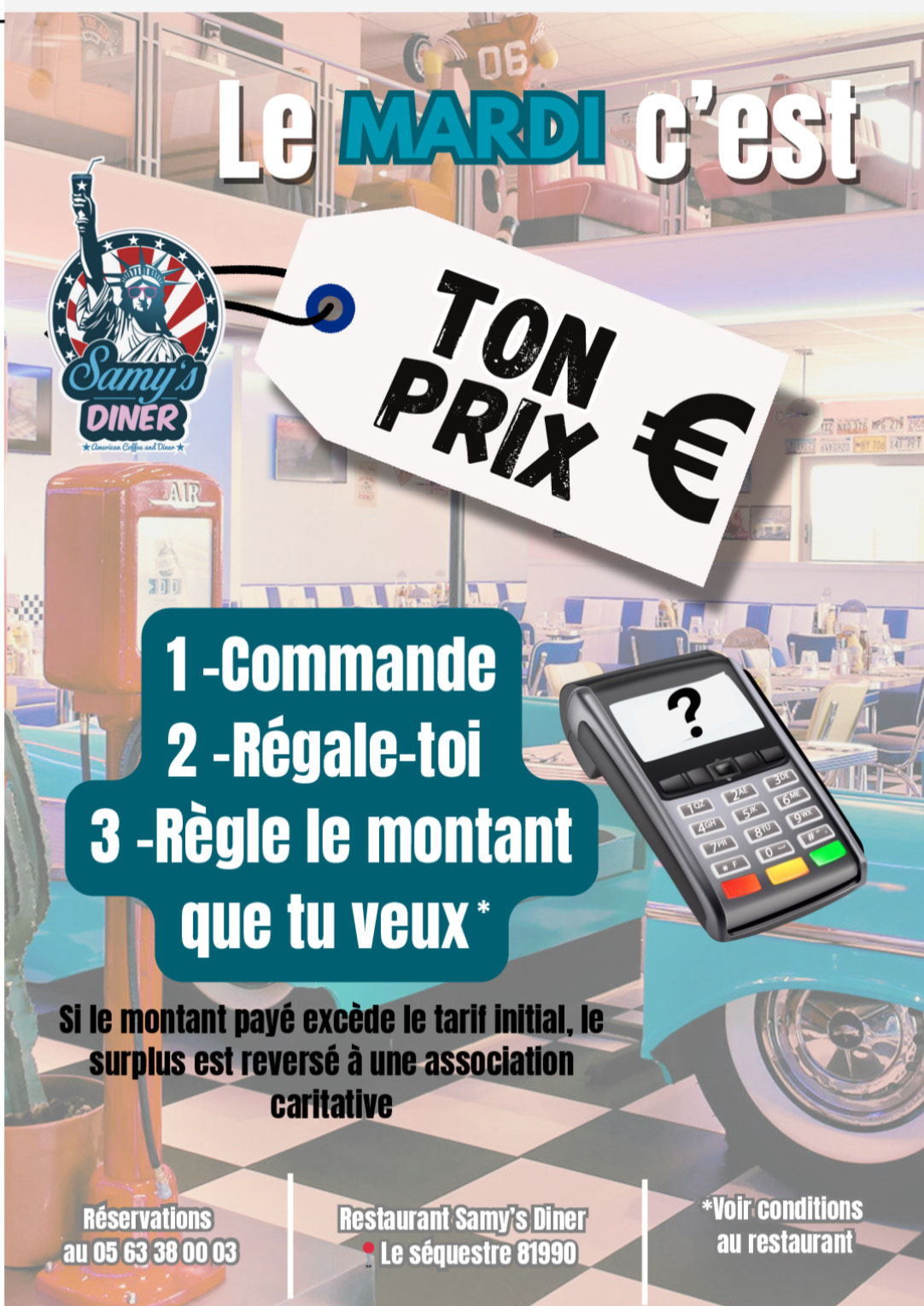 Restaurant ouvert 6/7, service du mardi au vendredi 12h - 14h30 / 19h - 22h30 et samedi et dimanche non stop 12h - 22h30. fermé le lundi